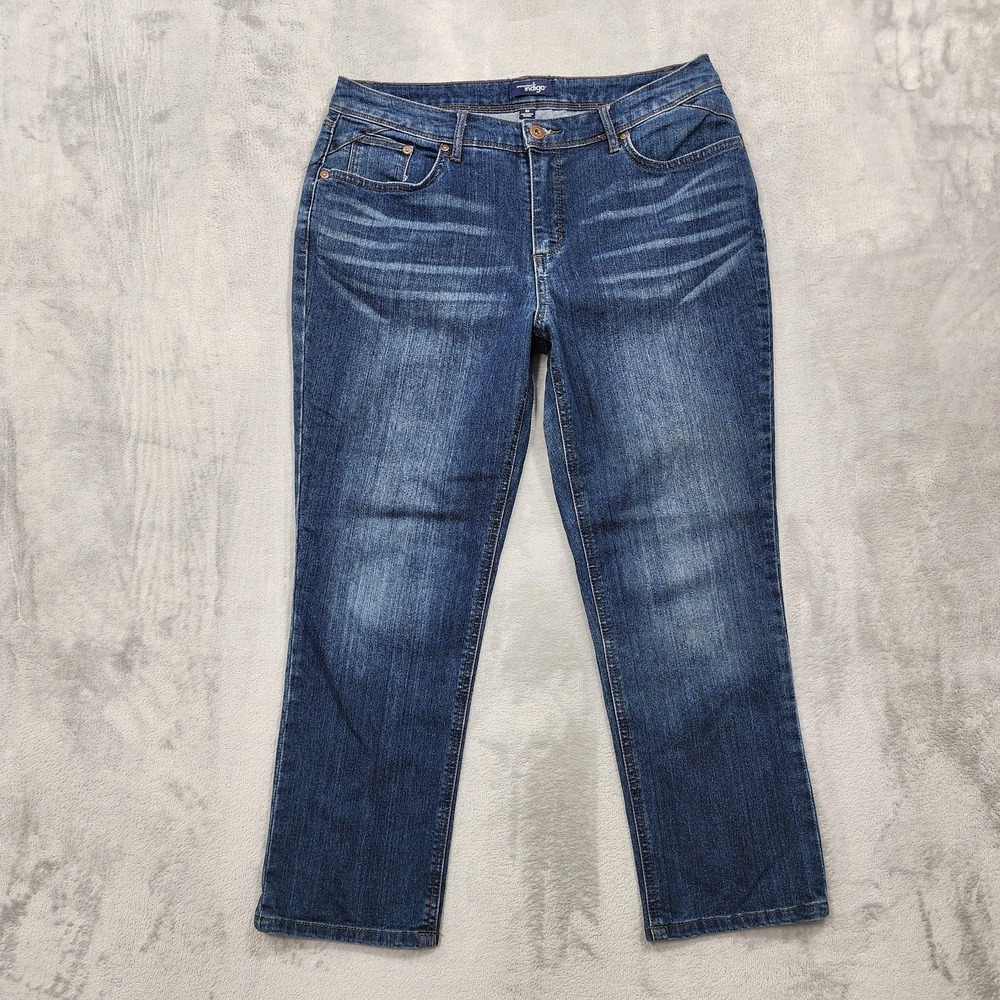 Great Northwest Indigo Jeans Womens 10 Blue Mid Rise Capri Crop Stretch Denim